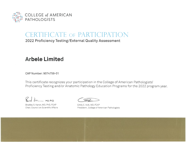 certificate of CAP EQAP 2022